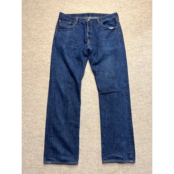 Levi's 501 Button Fly Medium Wash Straight Leg Men's Denim Jeans 38 X 34 - Picture 1 of 10